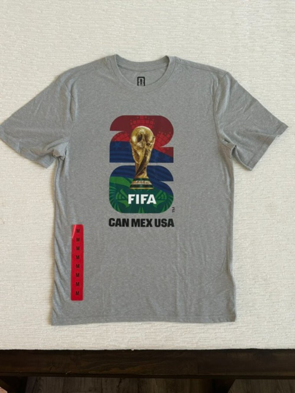 X2 FIFA World Cup 2026 CAN MEX USA T-Shirt Mens Lt Gray Soccer Graphic Tee NWT